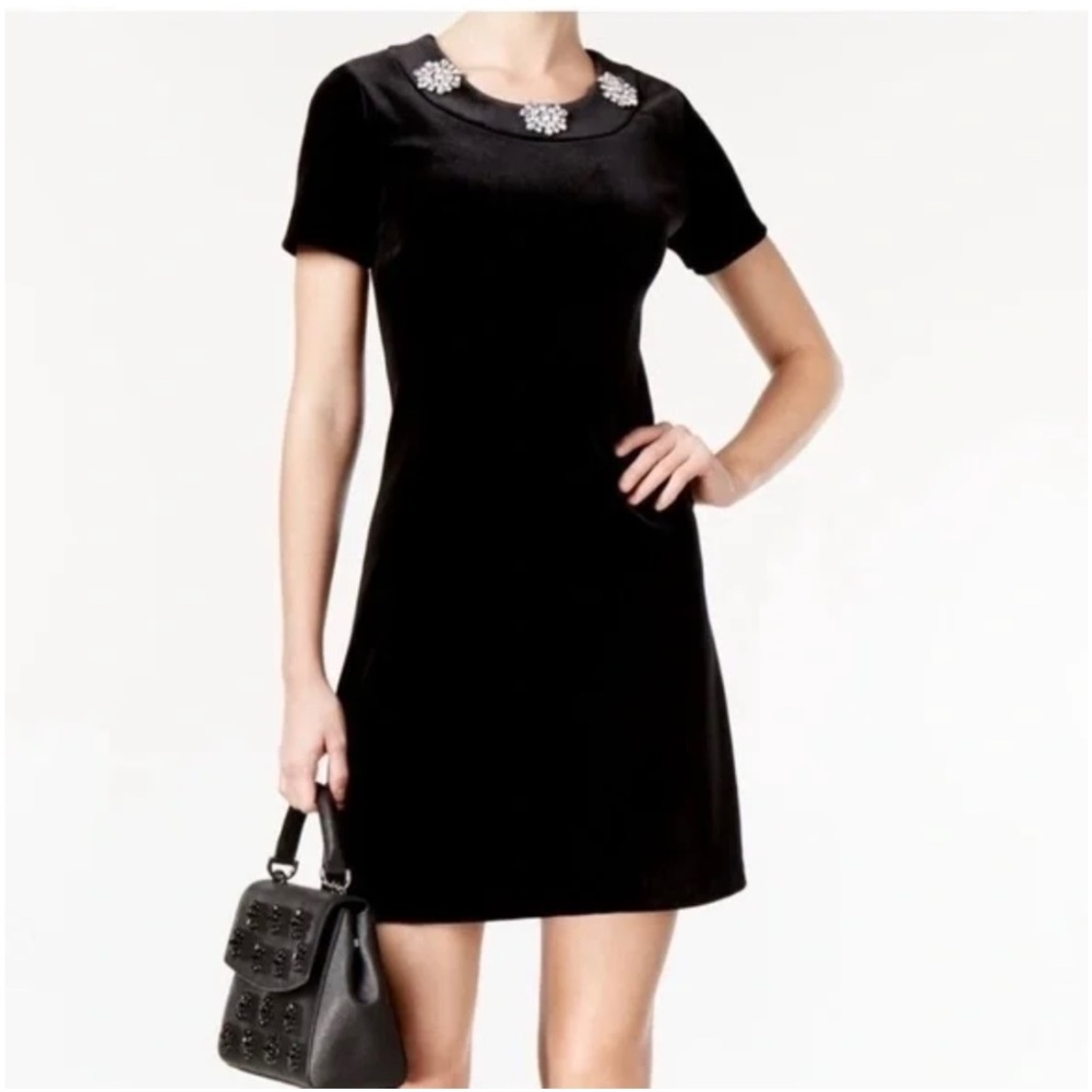 Michael Kors mod black velvet dress medium